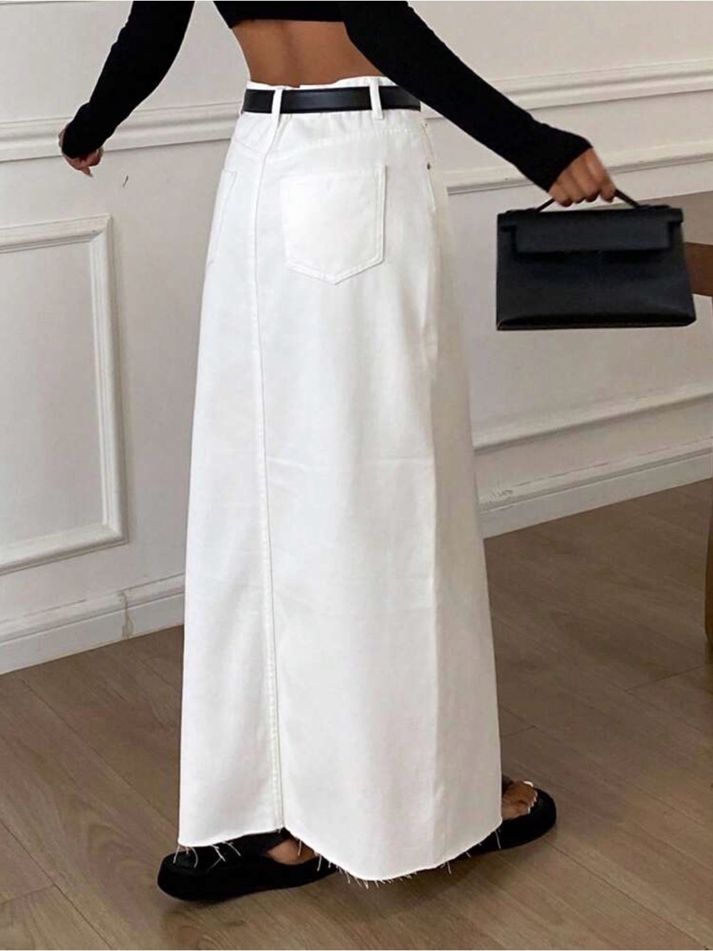 Women's White Maxi Front-Slit Skirt - Picture 2 of 5